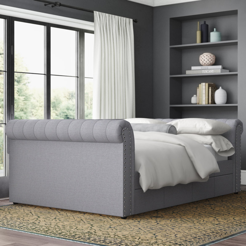 Saryia Upholstered Daybed Canora Grey Size Queen Accessories Trundle Included